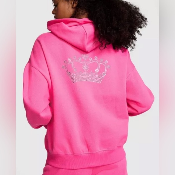 NEW VICTORIAS SECRET PINK LIMITED EDITION BLING HOODIE & SWEATPANTS 2PC SET - Picture 2 of 12